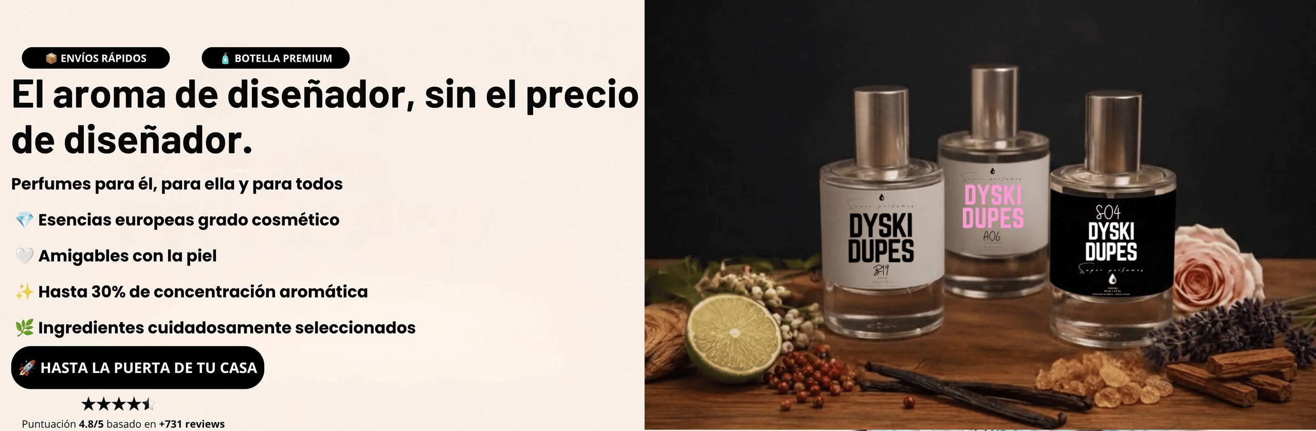 Frasco DYSKI de fórmula propia sobre fondo claro