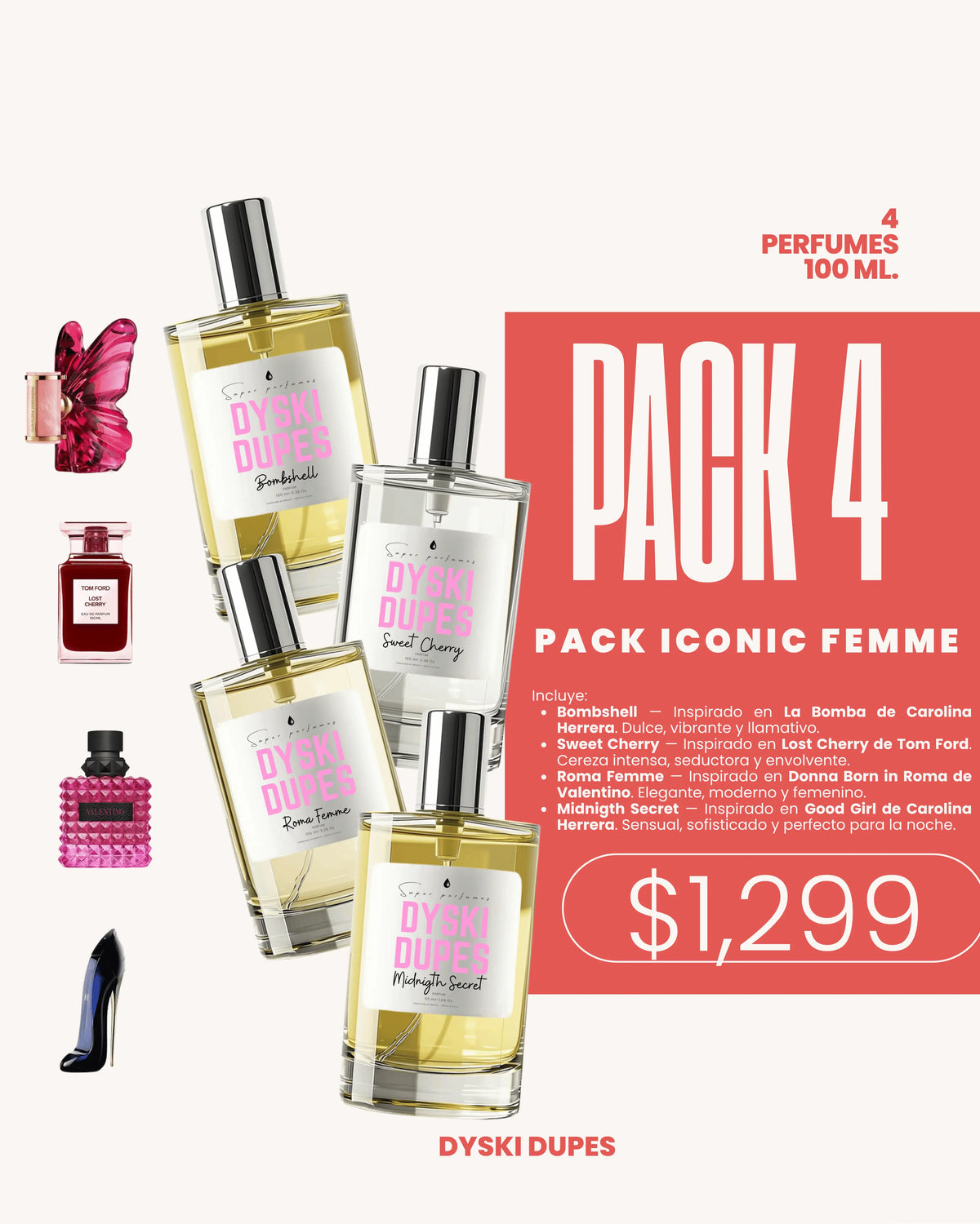 Pack iconic femme — 4 Perfumes 100 ml.