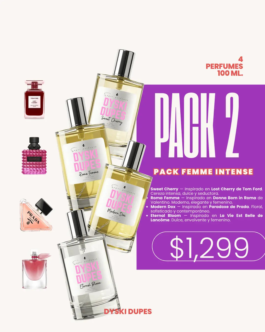 Pack Femme Intense — 4 Perfumes 100 ml.